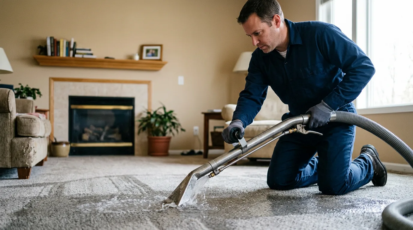 Water damage restoration technician working near Rushmore, MN
